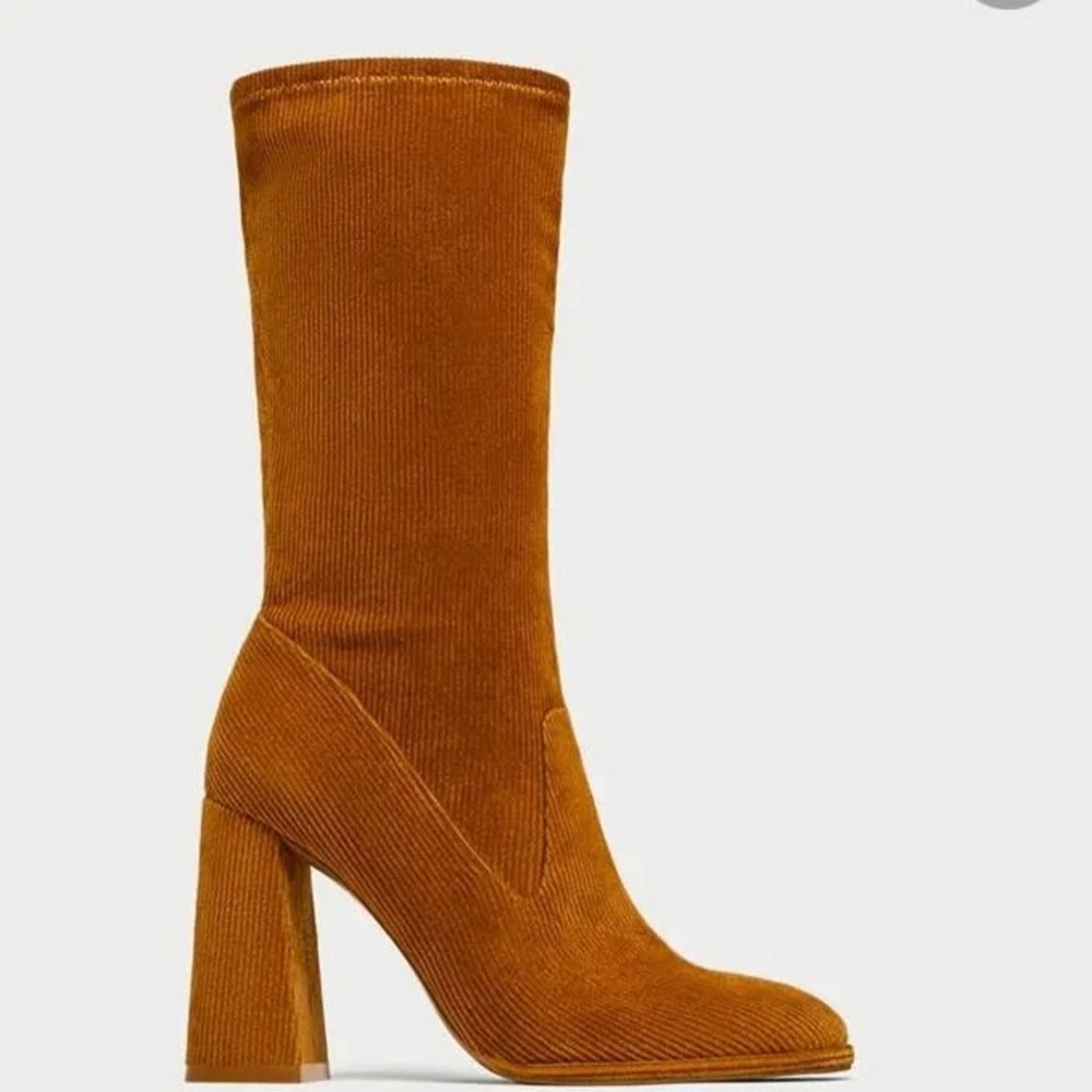 Zara Brown Corduroy Women's Boots